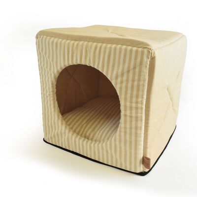 L'Isola dei Tesori Cuccia Cubo Righe Beige 40x40x40 cm