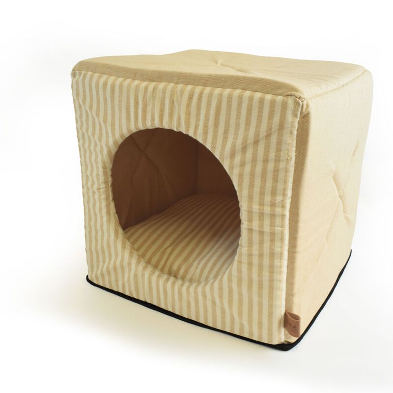 L'Isola dei Tesori Cuccia Cubo Righe Beige 40x40x40 cm