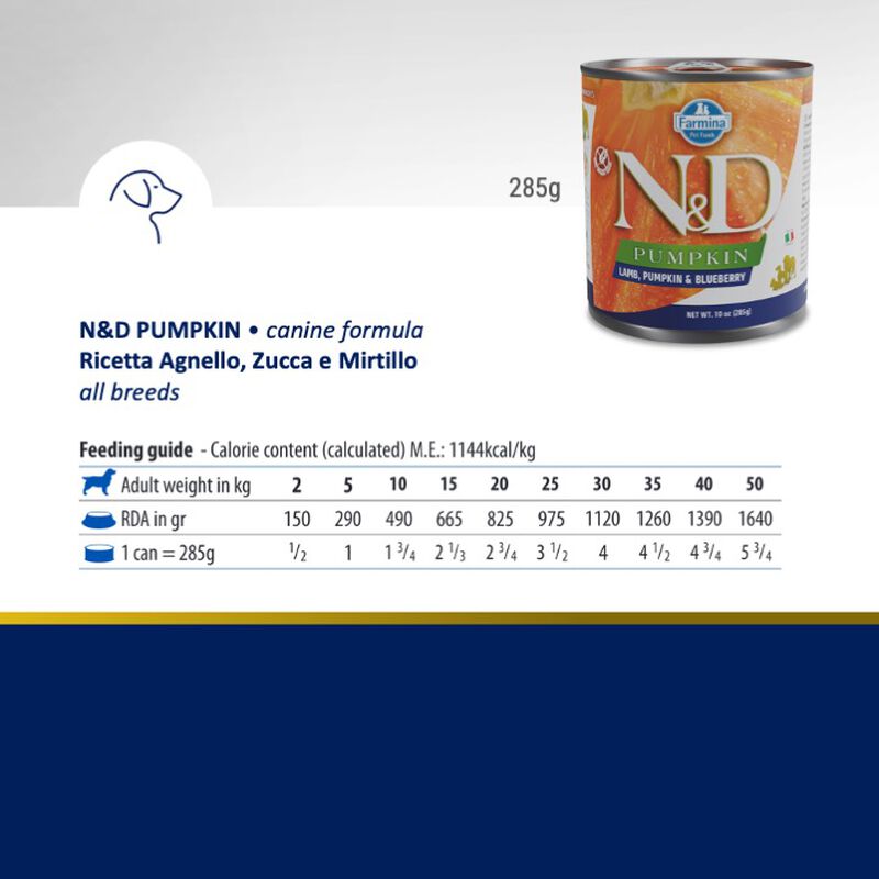 Farmina N&D Pumpinkin Dog Adult Zucca Agnello Mirtillo 285 gr