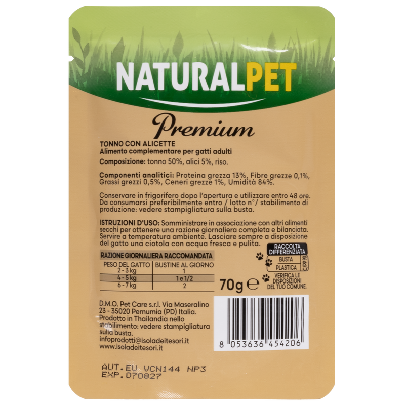 Naturalpet Premium Cat Adult Tonno con Alicette 70g