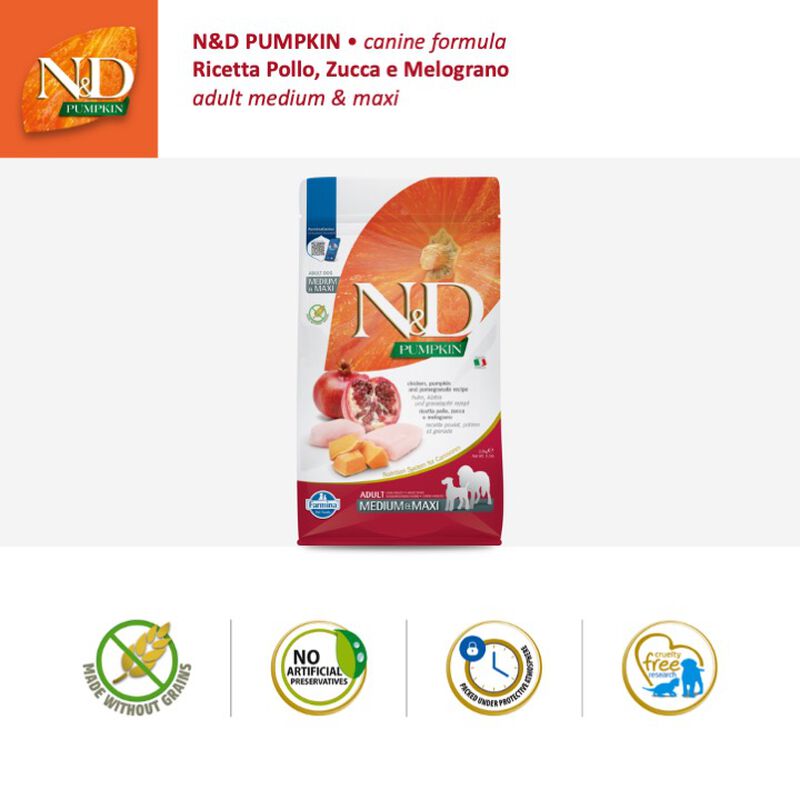 Farmina N&D Pumpkin Dog Adult Medium & Maxi Pollo e Melograno 12 kg