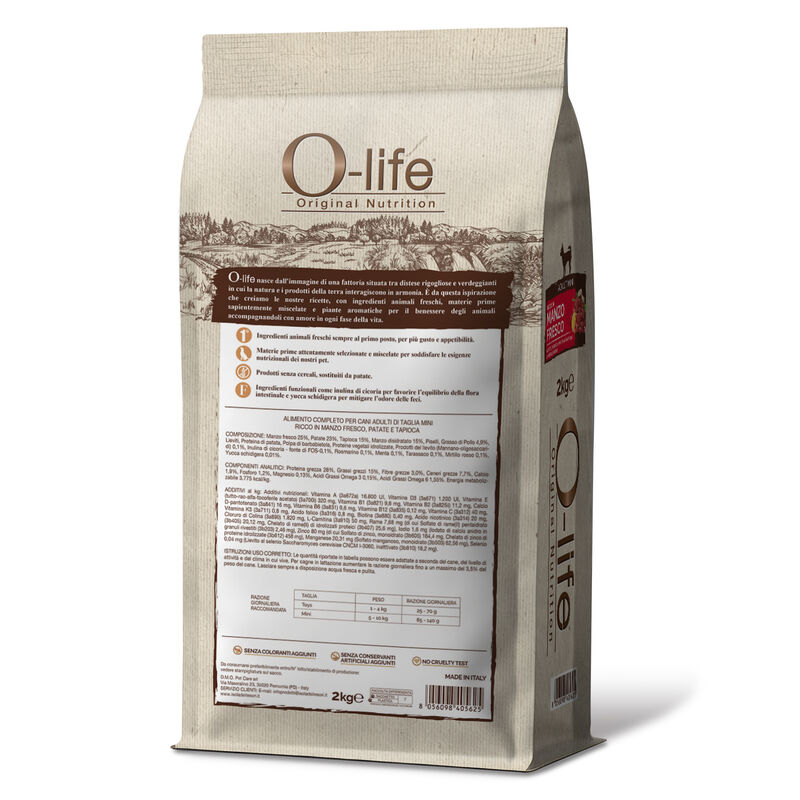 O-life Dog Adult Mini con Manzo Fresco 2 kg