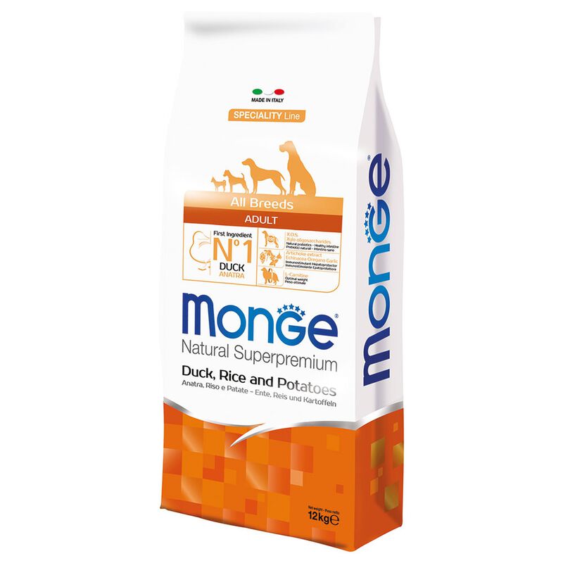 Monge Natural Superpremium Crocchette per cani adulti Anatra, riso e patate 12 kg
