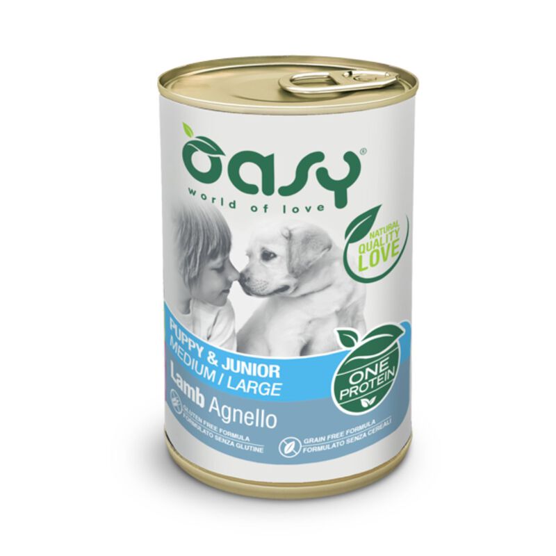 Oasy Dog Puppy Medium Large One Protein Agnello Lattina 400 gr