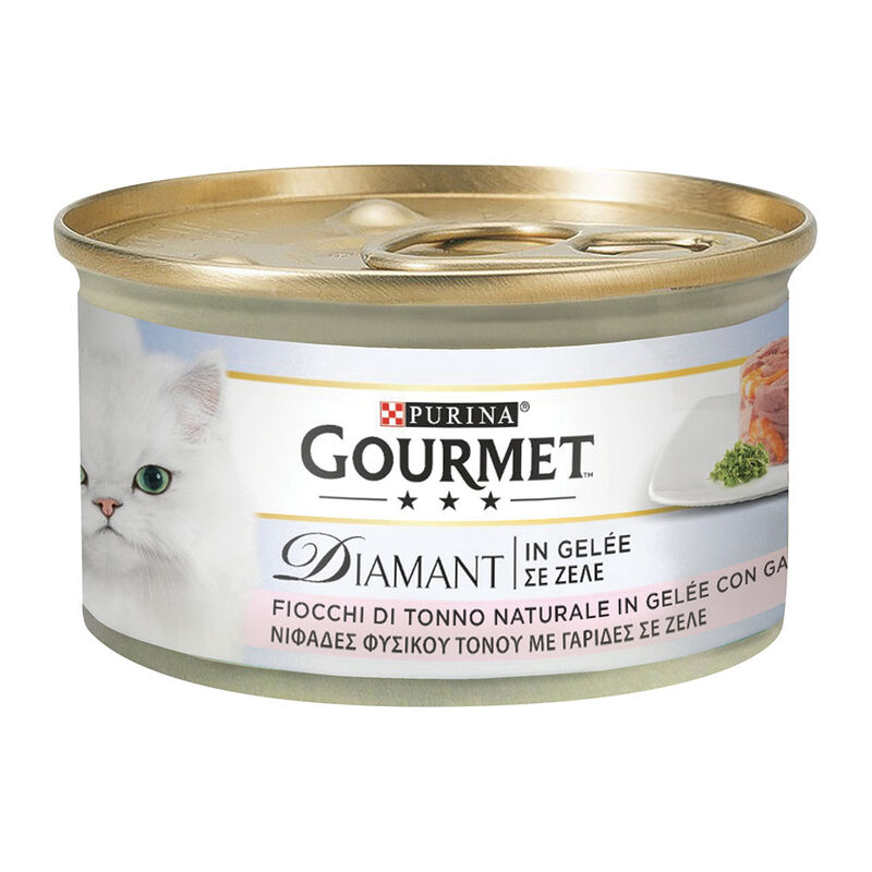 Gourmet Diamant Cat Adult Fiocchi di Tonno Naturale in Gelée con Gamberetti 85 gr