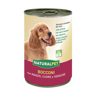 Naturalpet Dog Adult bocconi  Manzo Cuore e Verdure 415 gr
