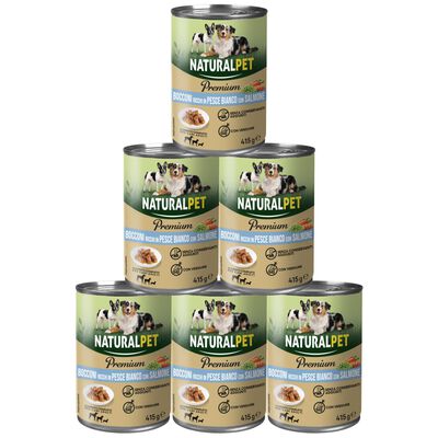 Naturalpet Premium Bocconi ricchi in pesce bianco con salmone 415gr