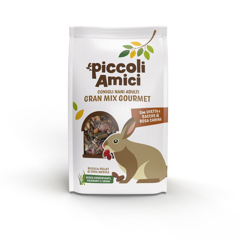 Piccoli Amici Gran Mix Conigli Nani Adulti con uvetta e bacche di rosa canina 2,5 kg