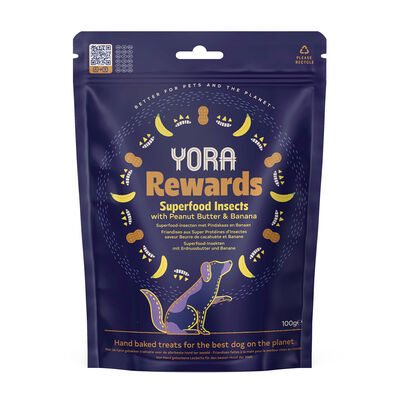 Yora Dog Snack Rewards Insetti Banana e Burro di arachidi 100 gr - Scad Ottobre 25