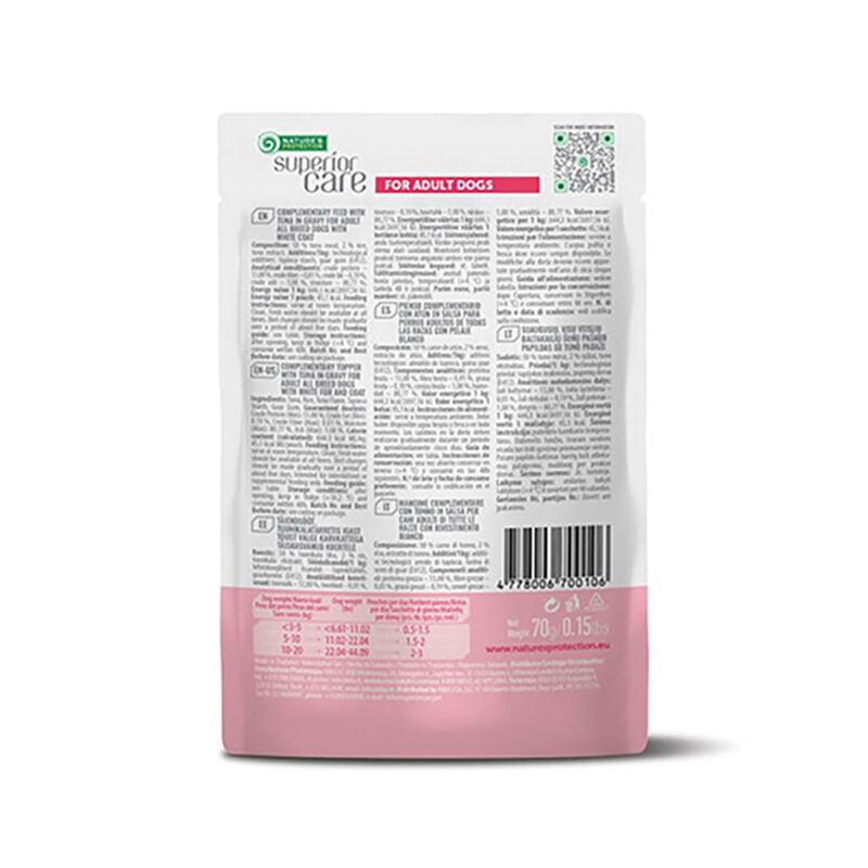 Nature's Protection Superior Care Dog Adult con Pelo Bianco al Tonno 70 gr