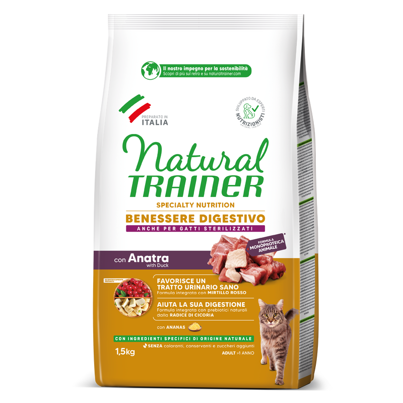 Natural Trainer Cat Adult Sensitive No Gluten con Anatra 1,5 kg