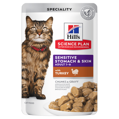Hill's Science Plan Sensitive Stomach & Skin Cat Adult con tacchino 85gr