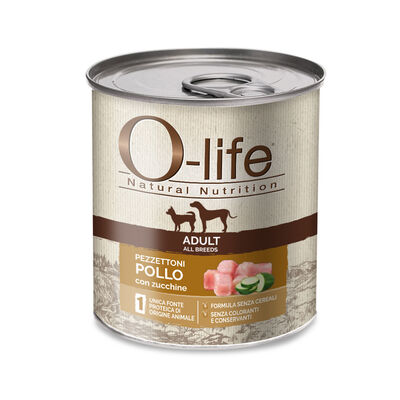 O-Life Dog Adult All Breeds Pezzettoni di Pollo con Zucchine 400 gr