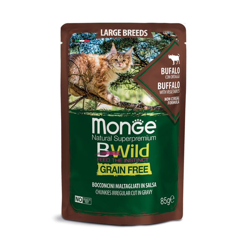 Monge Natural Superpremium BWild per gatti adulti Grain Free Bocconcini Bufalo con Ortaggi 85 gr