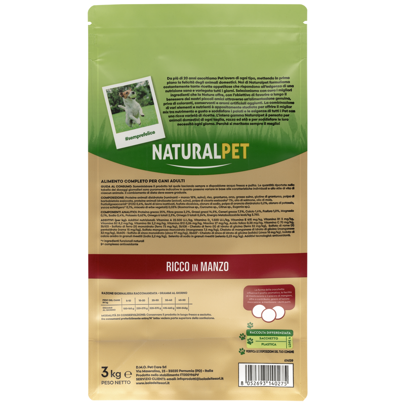 Naturalpet Premium Dog Adult All breeds ricco in Manzo 3 kg