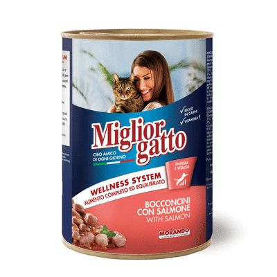 Migliorgatto Cat Adult bocconcini con Salmone 405 gr