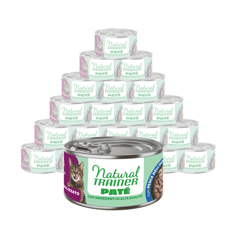 Natural Trainer Pat&eacute; con Pesce dell'Oceano per Gatti Adulti Sterilizzati 85gr