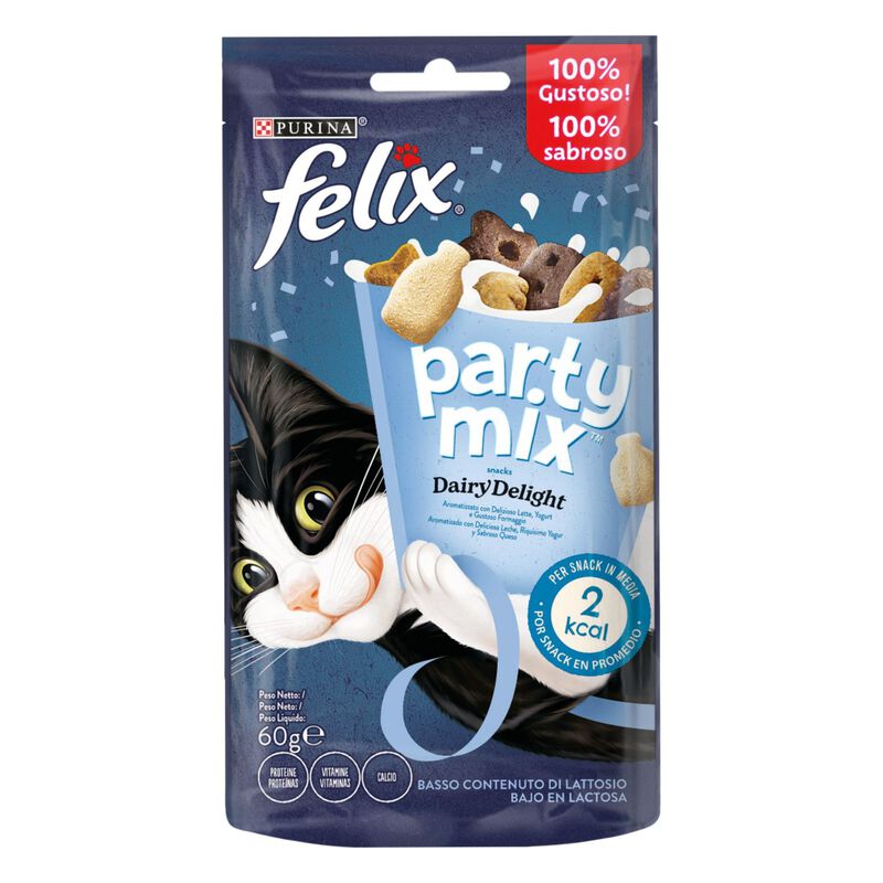 Felix Party Mix Snack Cat Dairy Delight con Latte Yogurt e Formaggio 60 gr