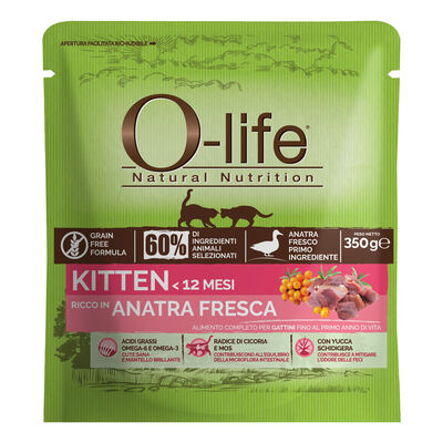 O-life Cat Kitten con Anatra 350 gr