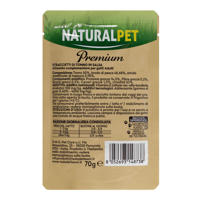 Naturalpet Cat Adult Stracetti di Tonno 70 g