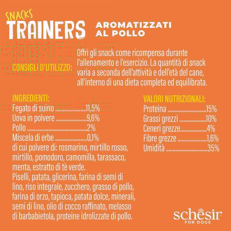 Schesir Dog Adult Snacks Trainers al Pollo 283 gr - Scad. Dicembre 25