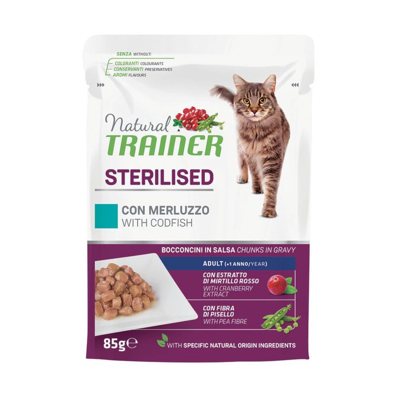 Natural Trainer Cat Adult Sterilised al Merluzzo 85 gr