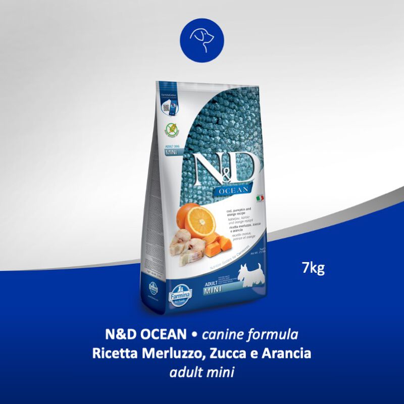 Farmina N&D Ocean Dog Adult Mini Merluzzo, Zucca e Arancia 7 kg