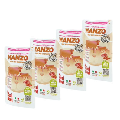 Real Bowl Rag&ugrave; per gatti adulti Manzo 80 gr