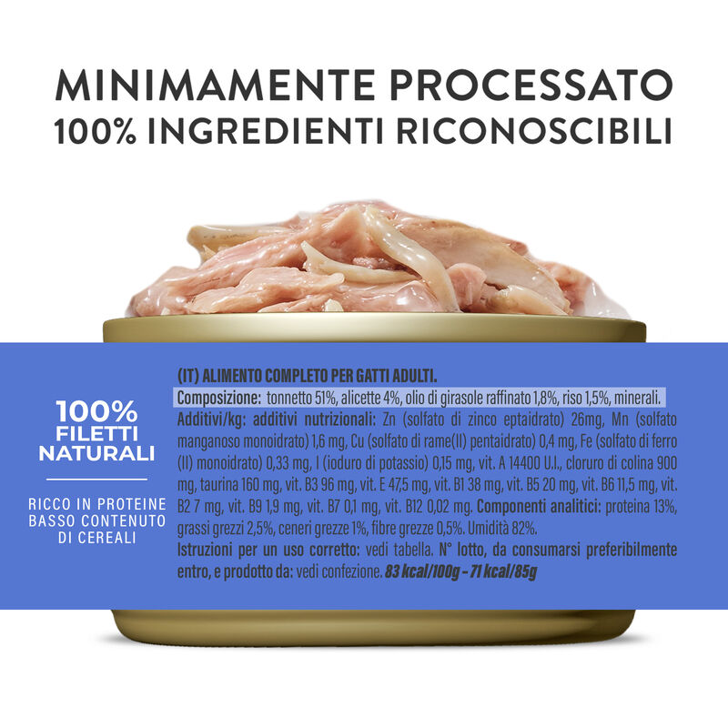 Schesir Cat Adult Tonnetto con alicette in brodo 85g