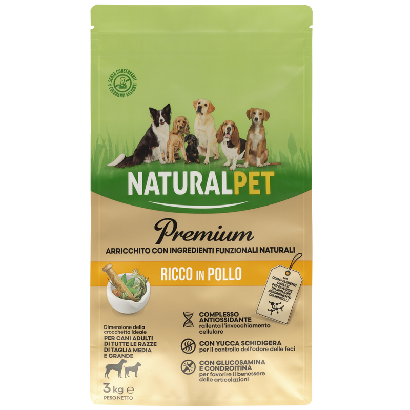 Naturalpet Premium Dog Adult Medium&Large ricco in Pollo 3 kg