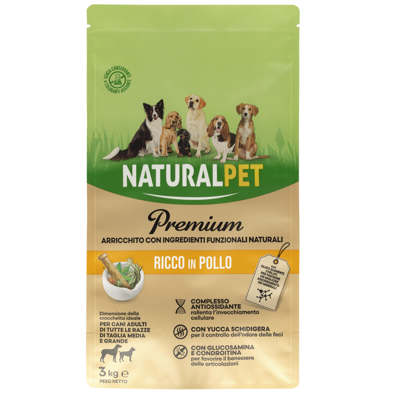 Naturalpet Premium Dog Adult Medium&Large ricco in Pollo 3 kg 