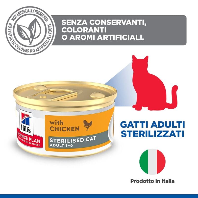Hill's Science Plan Sterilised Adult Mousse per gatti adulti sterilizzati con Pollo 85 gr