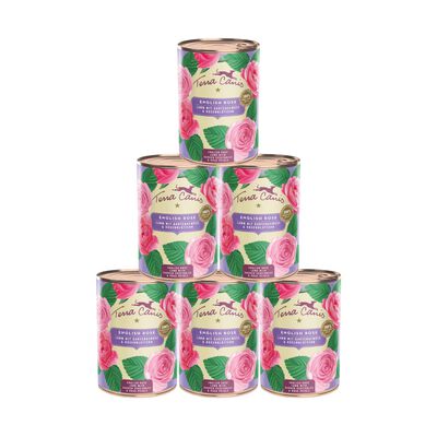 Terra Canis Dog menu flower Rosa Inglese Agnello con verdure miste e petali di rosa 400gr