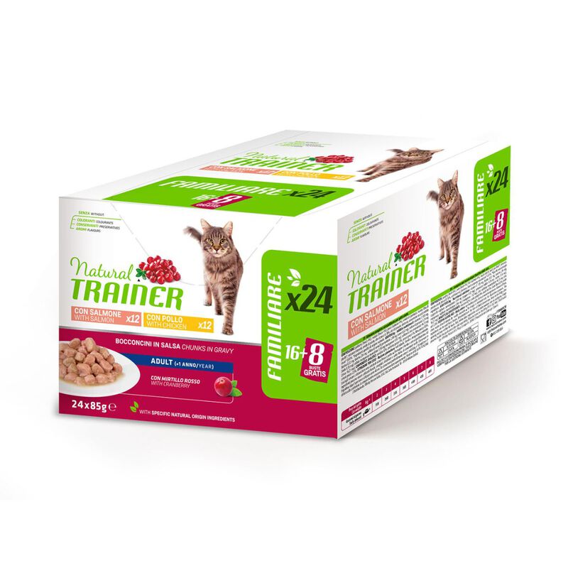 Natural Trainer Cat Adult al Pollo e Salmone  24 pz x 85 gr