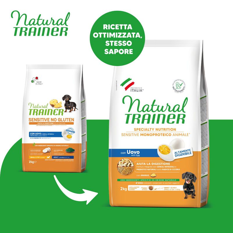 Natural Trainer Dog Adult Mini Sensitive Gluten Free con Uovo 2 kg