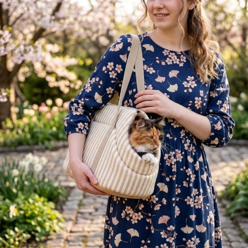 L'Isola dei Tesori Borsa Venere a righe Beige 40x25x21 cm