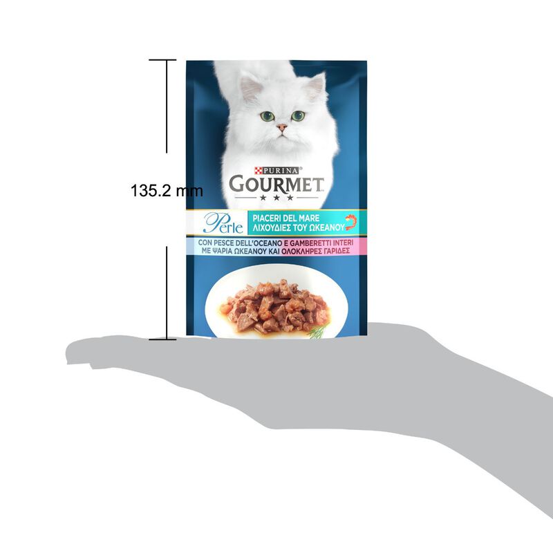 Gourmet Perle Cat Adult con Pesce dell'Oceano e Gamberetti 85 gr