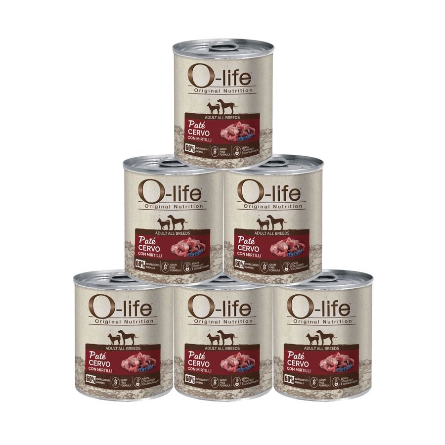 O-life Adult All Breeds Pat&eacute; Cervo con Mirtilli 400g