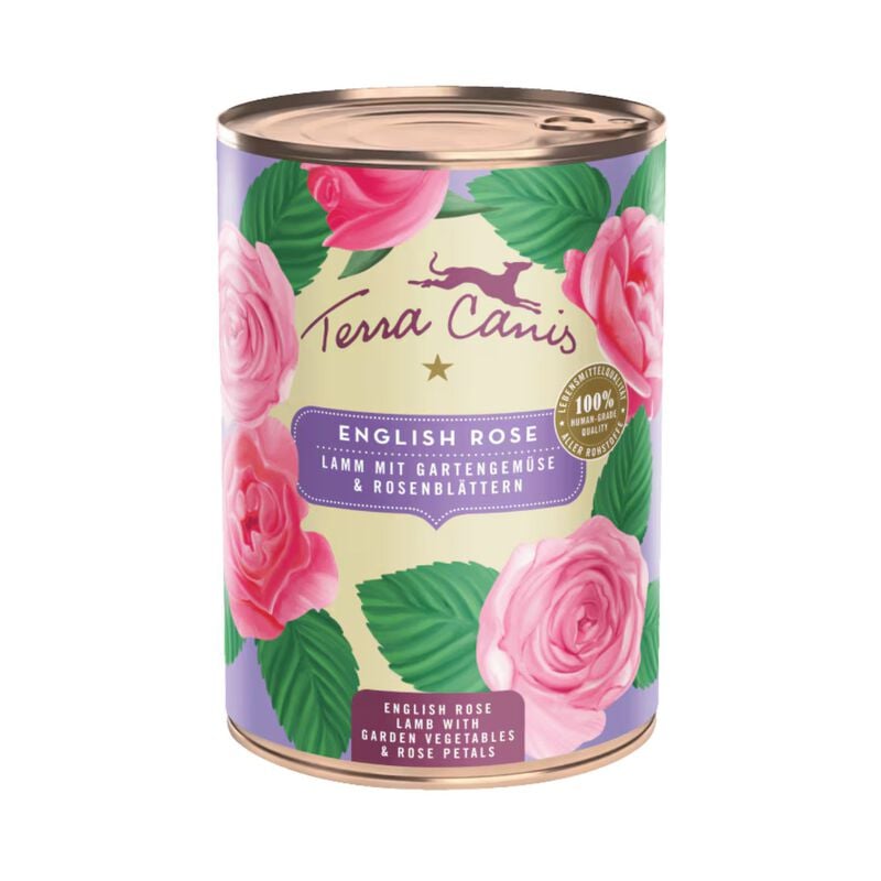 Terra Canis Dog menu flower Rosa Inglese Agnello con verdure miste e petali di rosa 400 gr
