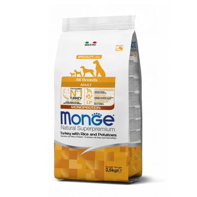 Monge Natural Superpremium Dog All breeds Monoprotein Tacchino con riso e patate 2,5 kg - Scad. Novembre 25