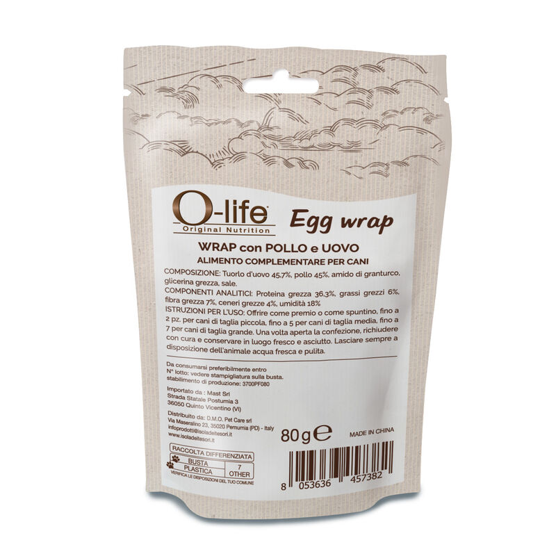 O-life Dog Snack Egg Wrap con Pollo e uovo 80gr