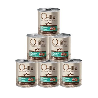 O-life Dog Adult All breeds Pezzettoni Tonno con pesce spada e carote 400gr
