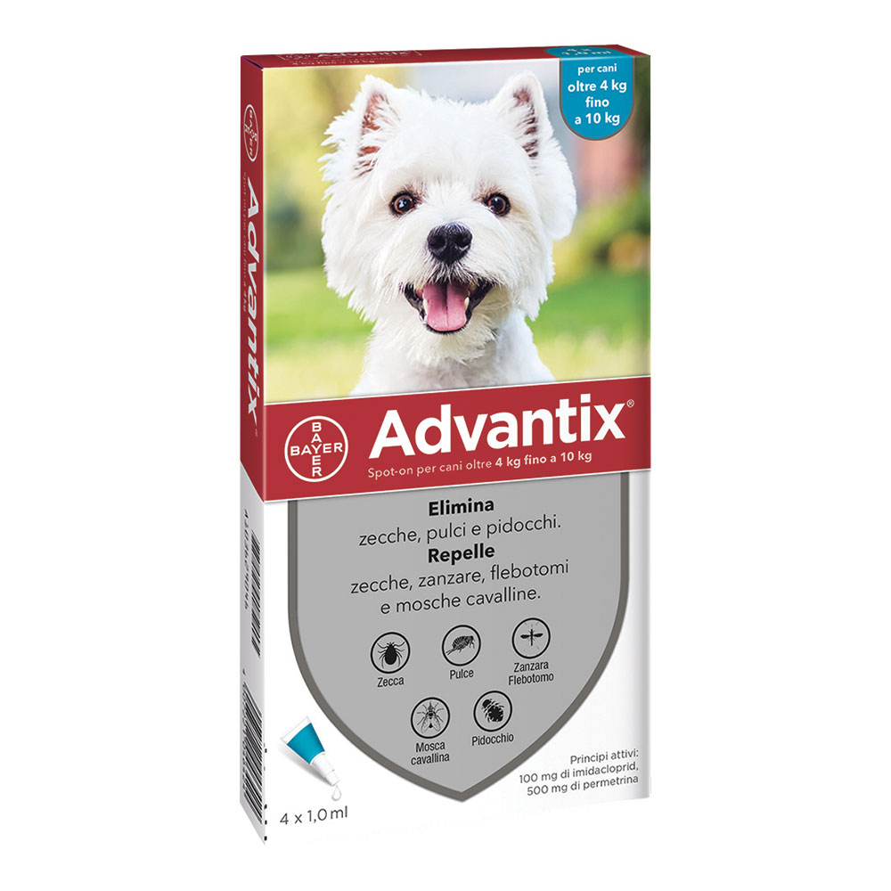 Advantix Spot On Antiparassitario Cane 4-10kg 4 pipette