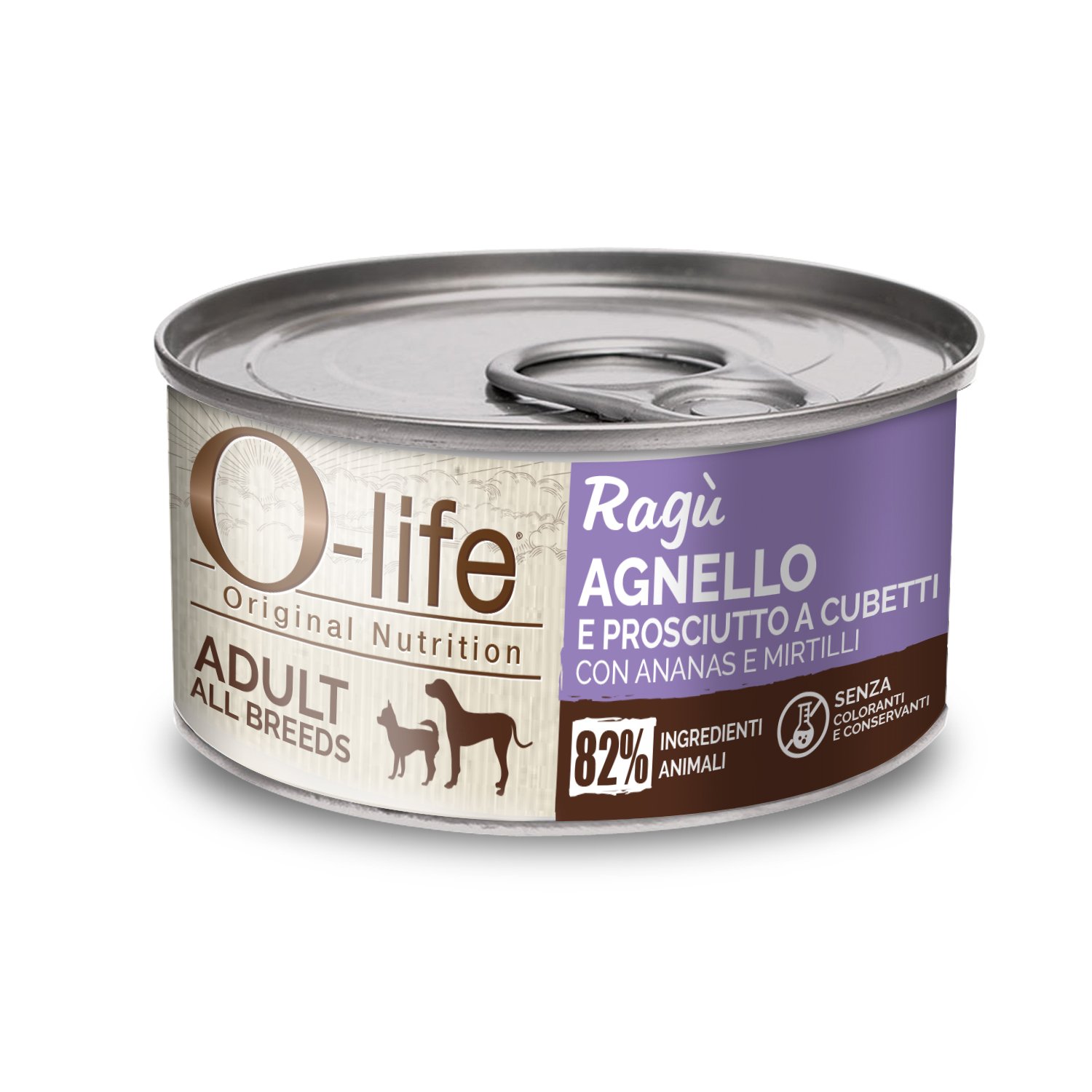 O-life Dog Adult All breeds Ragù Agnello e prosciutto a cubetti 150gr