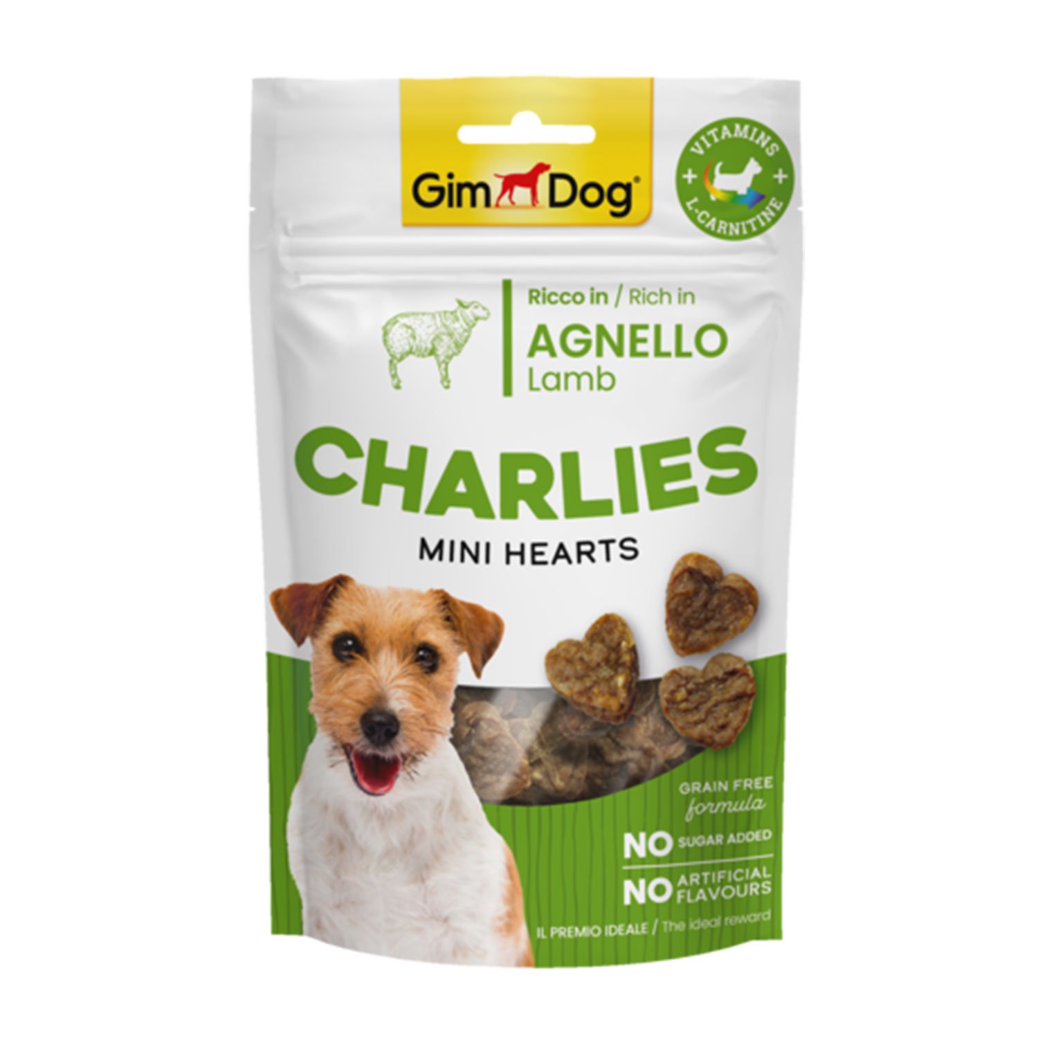 Gimdog Snack Charlies Mini Hearts Agnello 70gr