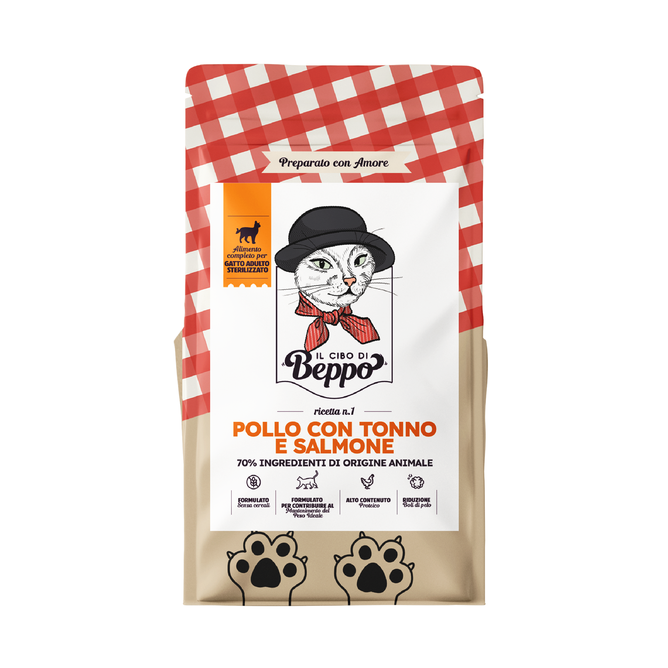 Il Cibo di Beppo Cat steril Pollo con Tonno e Salmone 300gr