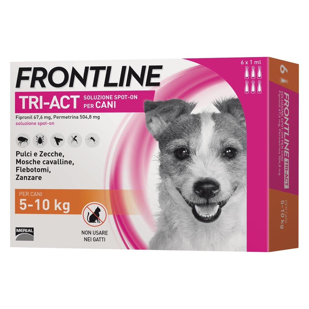 Frontline Tri-act antiparassitario cani 5-10 kg - 6 pipette - scad. Aprile 26