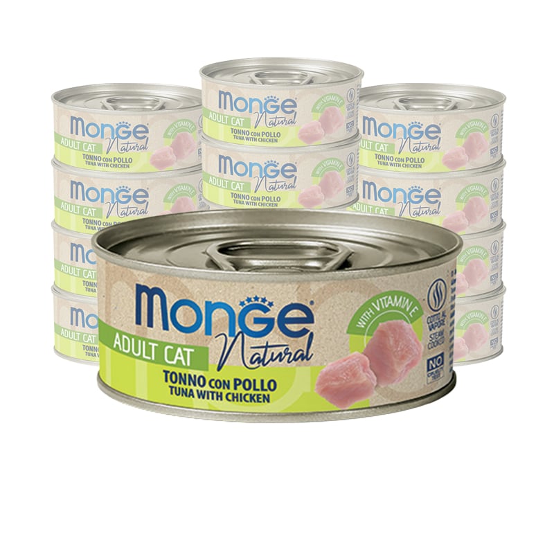 Monge Natural Cat Adult Pezzetti di Tonno a pinne gialle con Pollo 80 gr