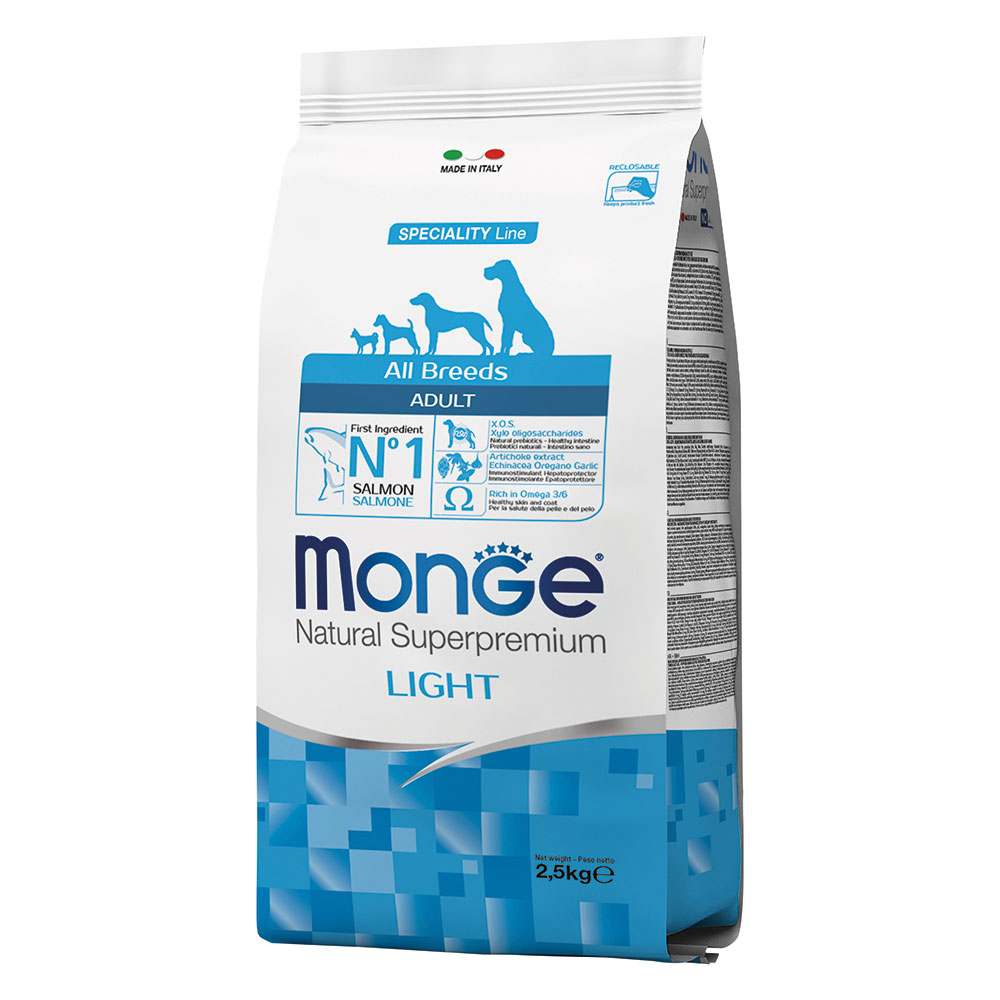 Monge Natural Superpremium Monoprotein Dog Adult Light Salmone con Riso 2,5 kg img