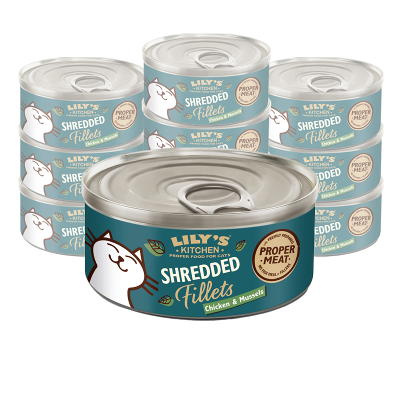 Lily's Kitchen Cat Adult Shredded Fillets Chicken & Mussels in Broth, Sfilaccetti di Pollo con Cozze 70 gr